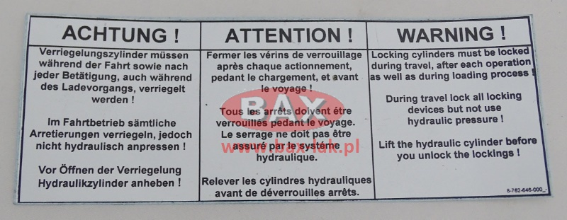 NAKLEJKA - SIŁOWNIK HYDRAULICZNY