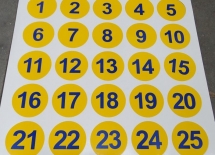 NAKLEJKI NUMERKI "1-25" D 60mm
