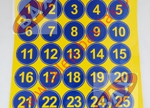 NAKLEJKA NUMERKI 1-25 D60mm NIEBIESKIE